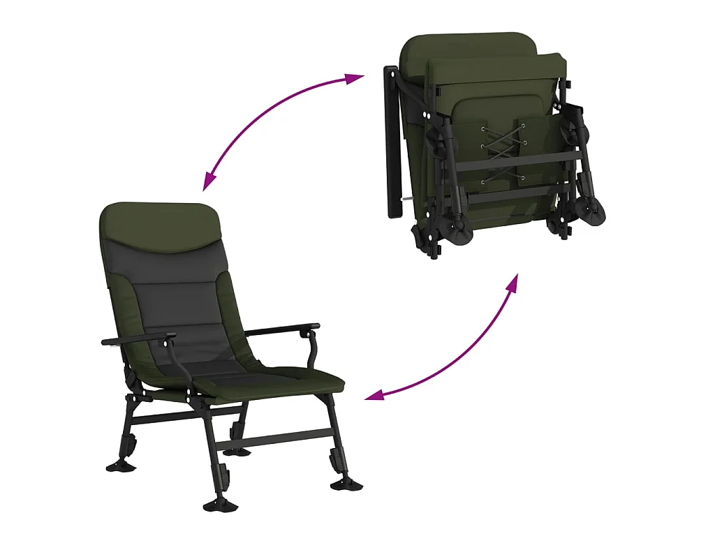 Chaise de pêche avec accoudoir pliable vert