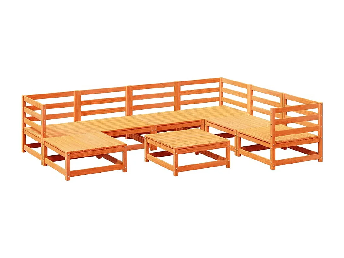 8-delige Loungeset massief grenenhout wasbruin