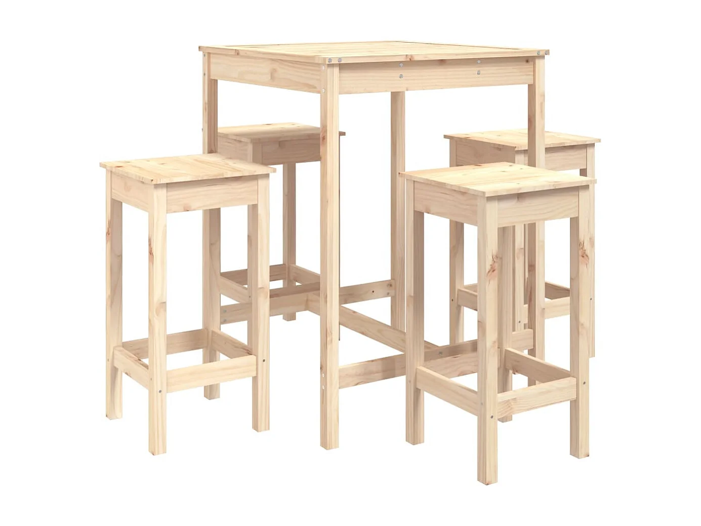 5 pcs conjunto de bar para jardim pinho maciço