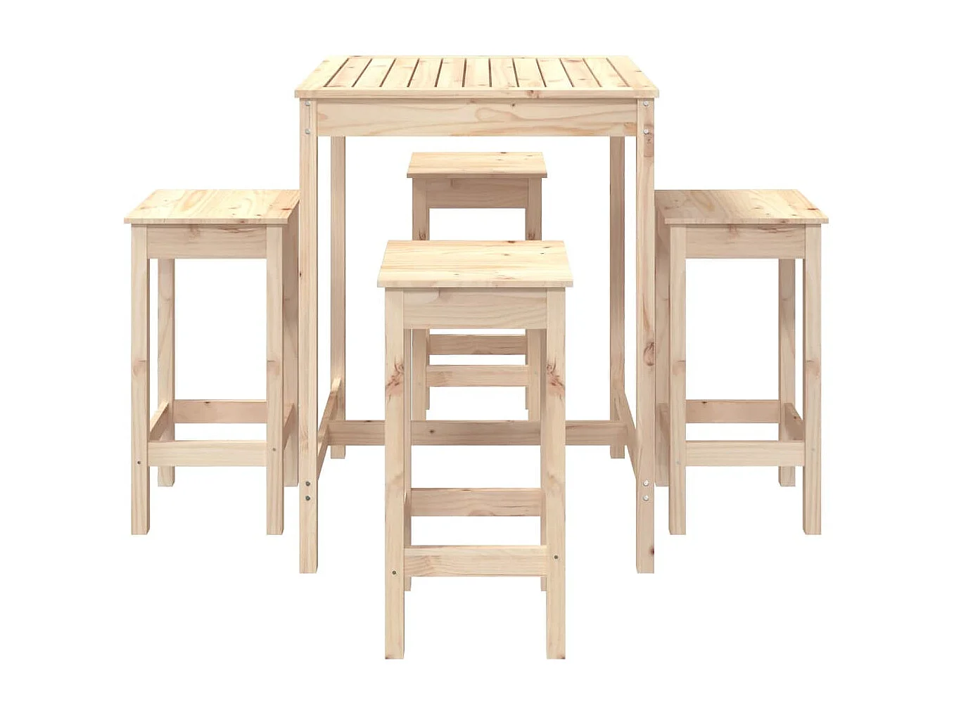 5 pcs conjunto de bar para jardim pinho maciço