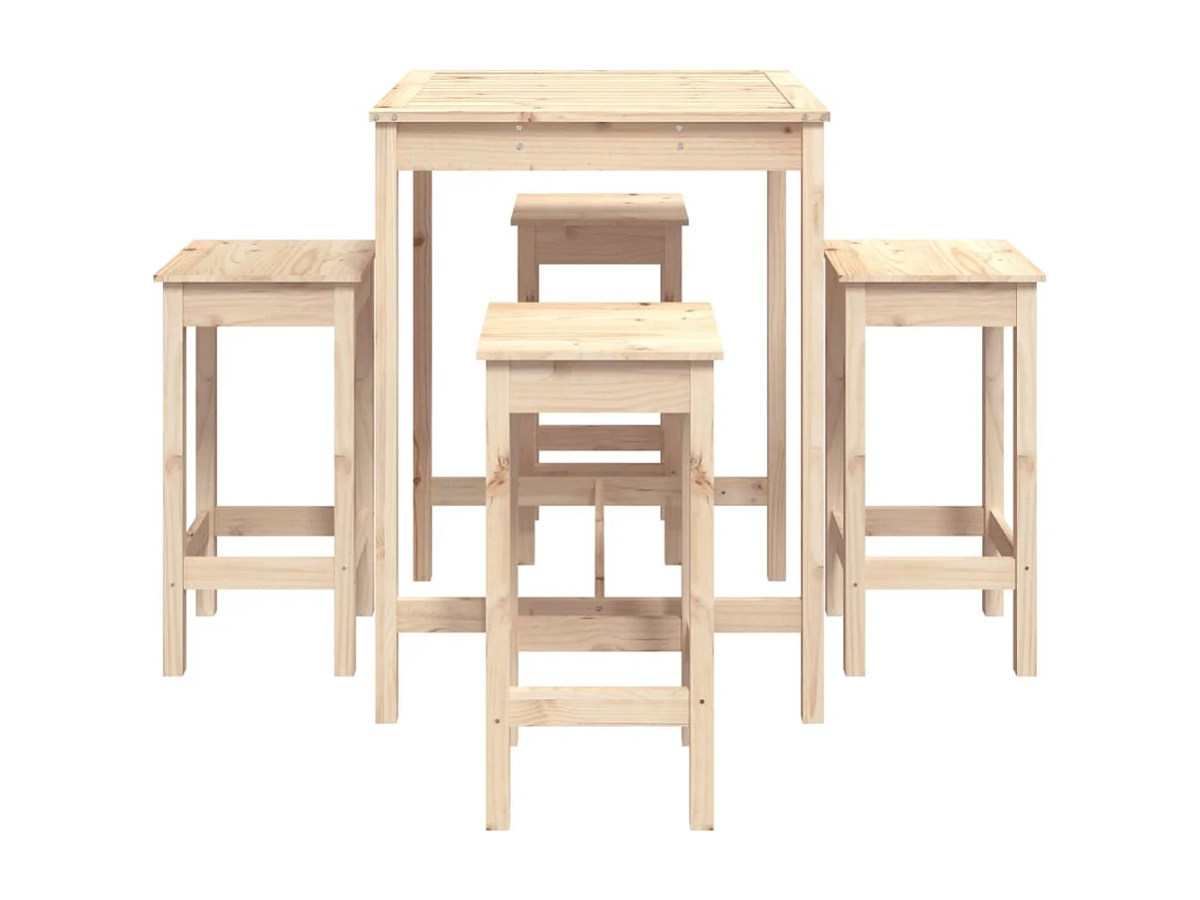 5 pcs conjunto de bar para jardim pinho maciço