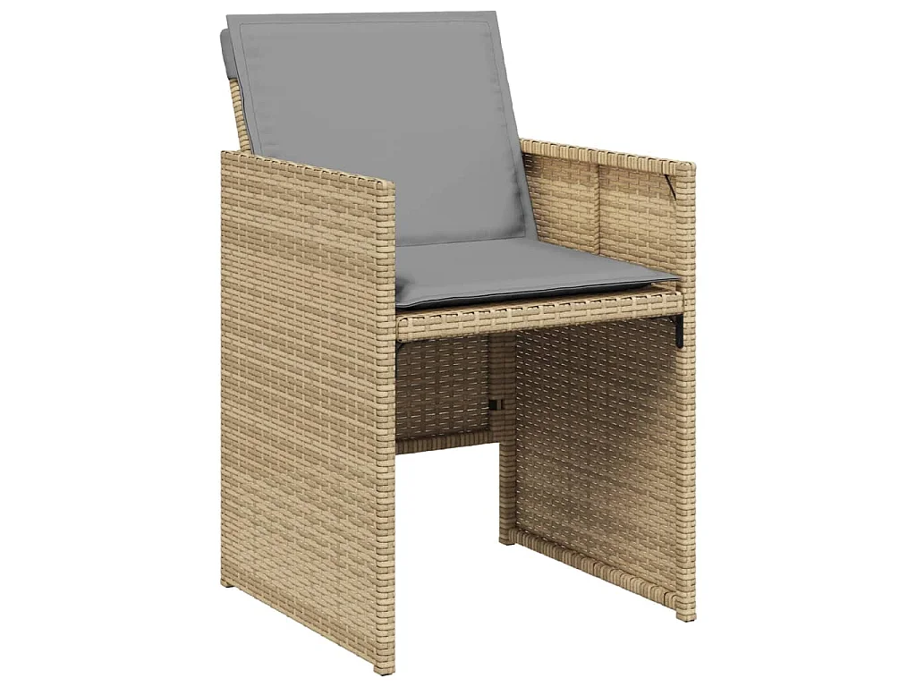 Ensemble à manger de jardin coussins 5 pcs mélange beige rotin