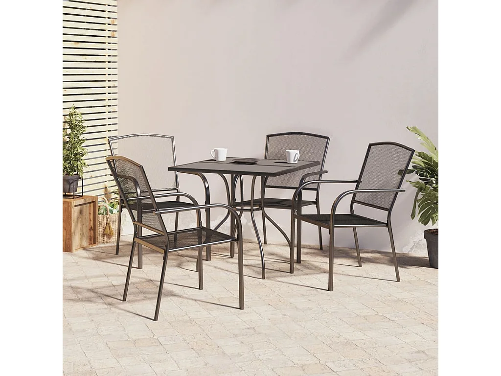 Juego de comedor de jardín 5 piezas acero gris antracita