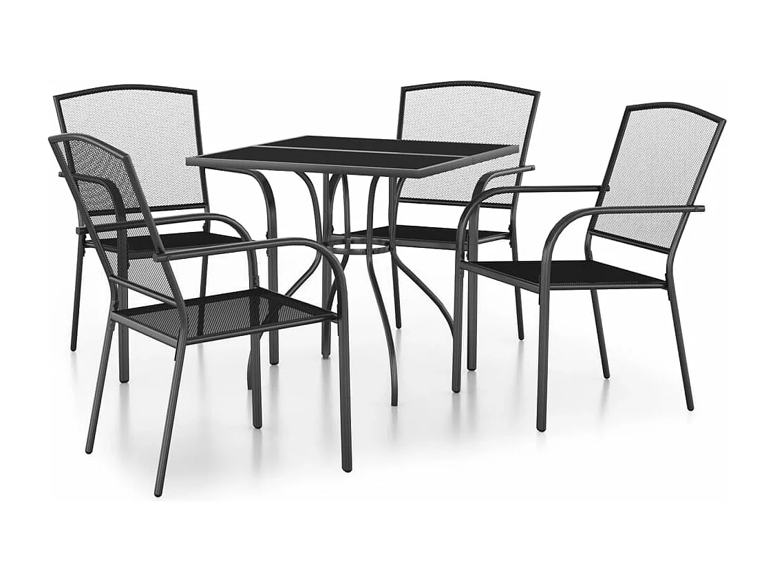 Juego de comedor de jardín 5 piezas acero gris antracita