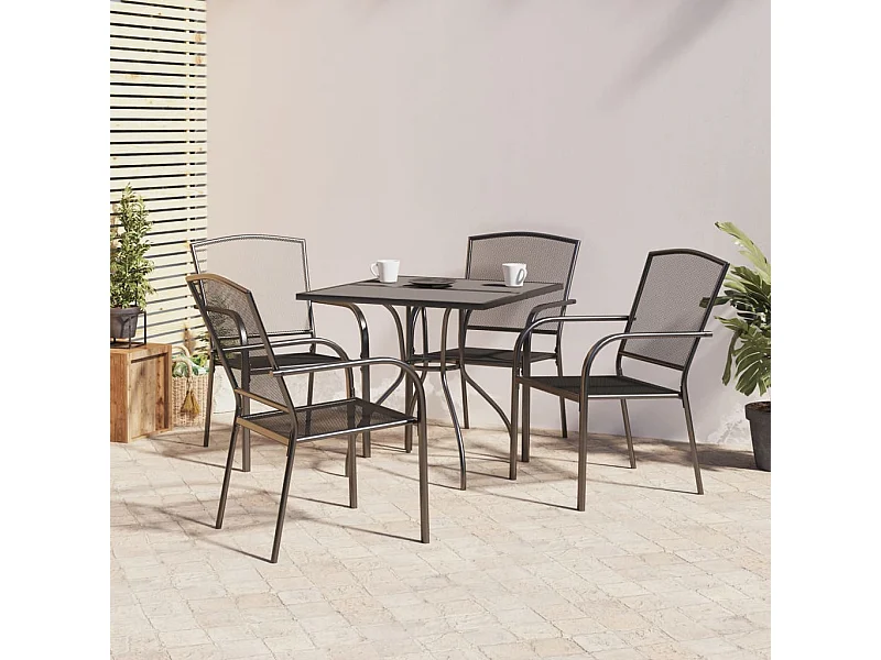 Ensemble à manger de jardin 5 pcs anthracite acier
