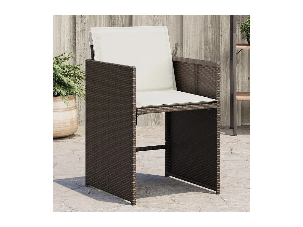 Chaises de jardin avec coussins lot de 4 marron résine tressée