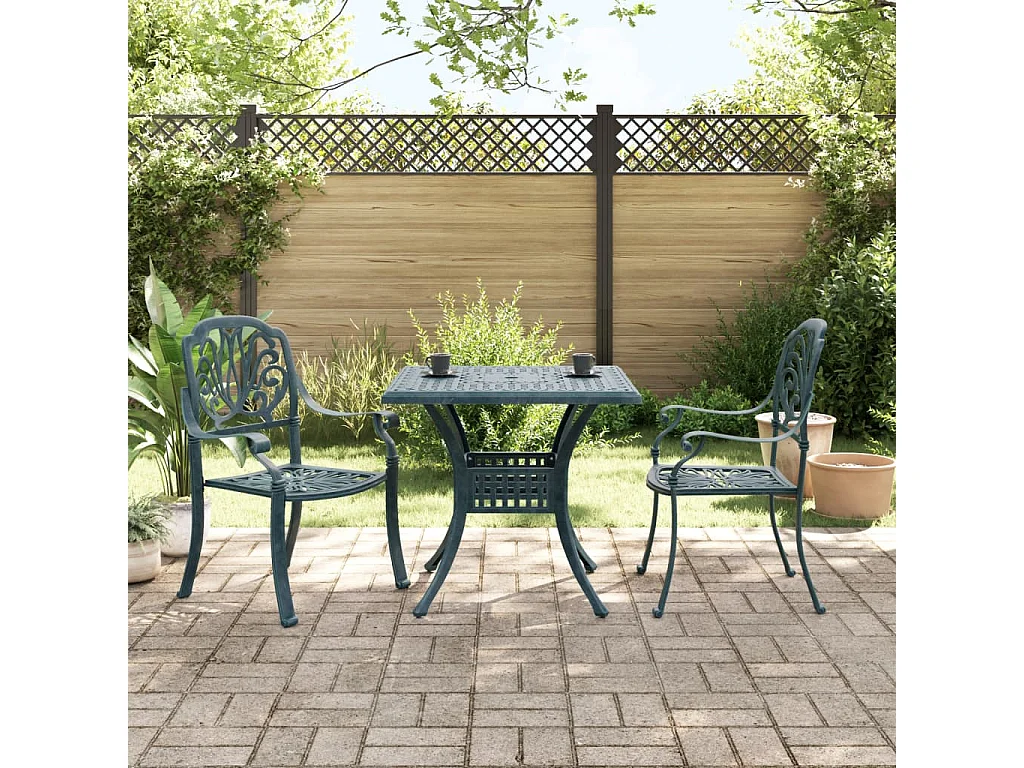 3 pcs conjunto de bistrô alumínio fundido verde