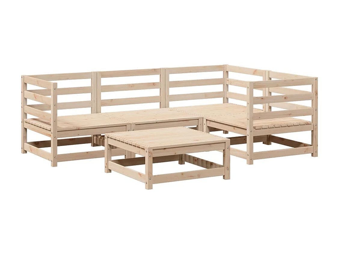 Salon de jardin 5 pcs bois de pin massif