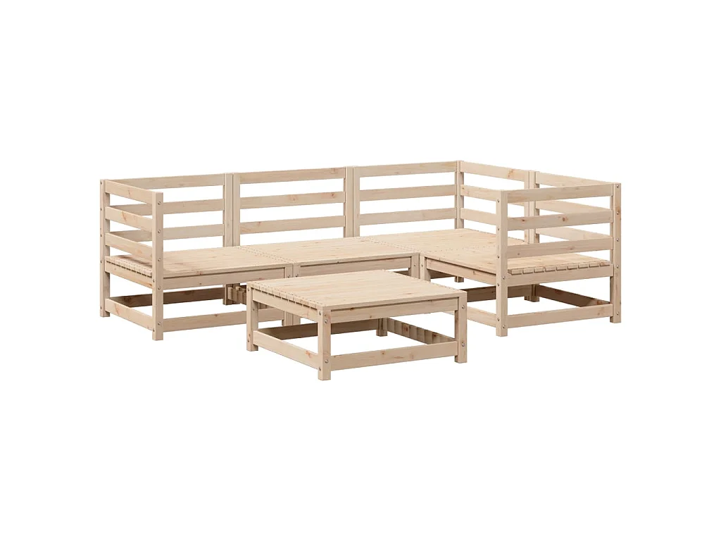 Salon de jardin 5 pcs bois de pin massif