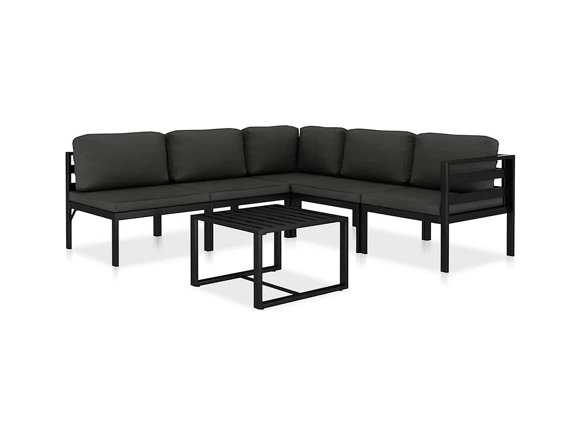 Salon de jardin 6 pcs avec coussins Aluminium Anthracite