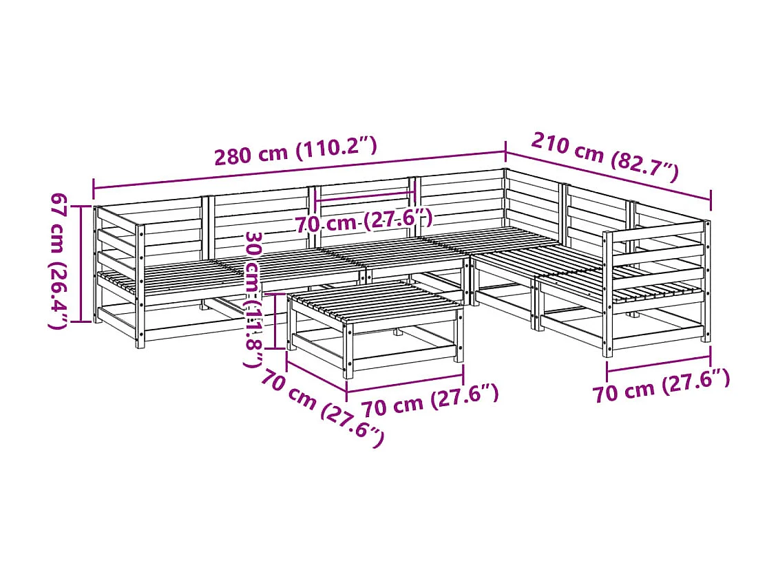 7-delige Loungeset massief douglas vurenhout