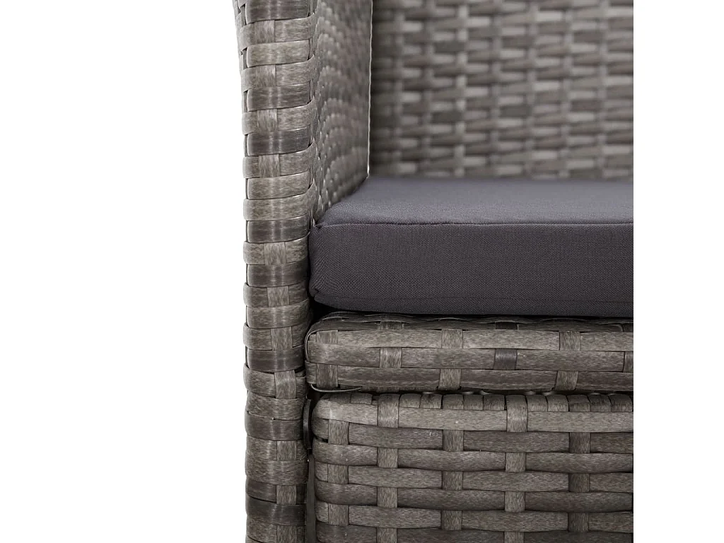 9-delige Tuinset met kussens poly rattan grijs