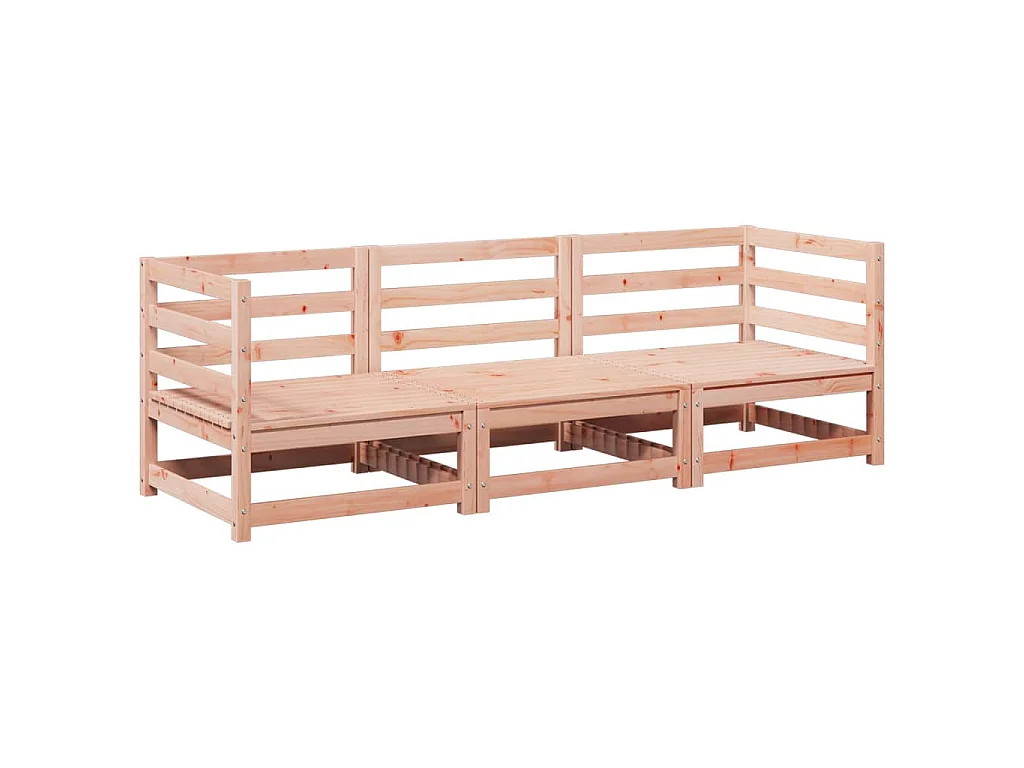 Set Divani da Giardino 3 pz in Legno Massello Abete Douglas