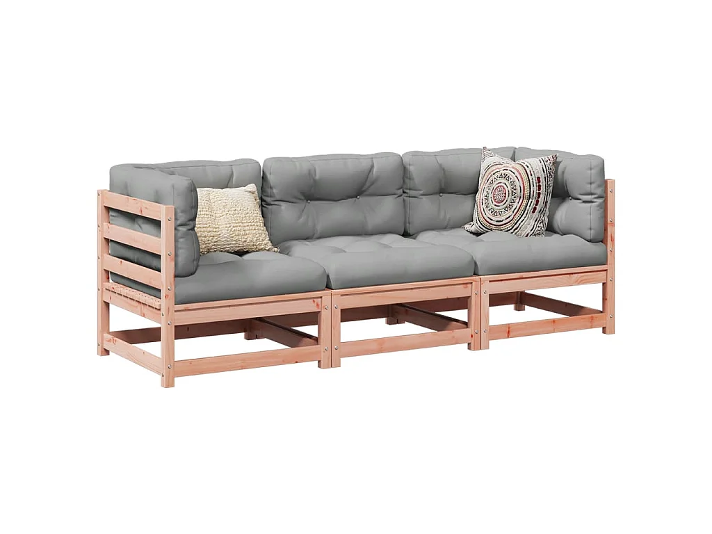 Set Divani da Giardino 3 pz in Legno Massello Abete Douglas