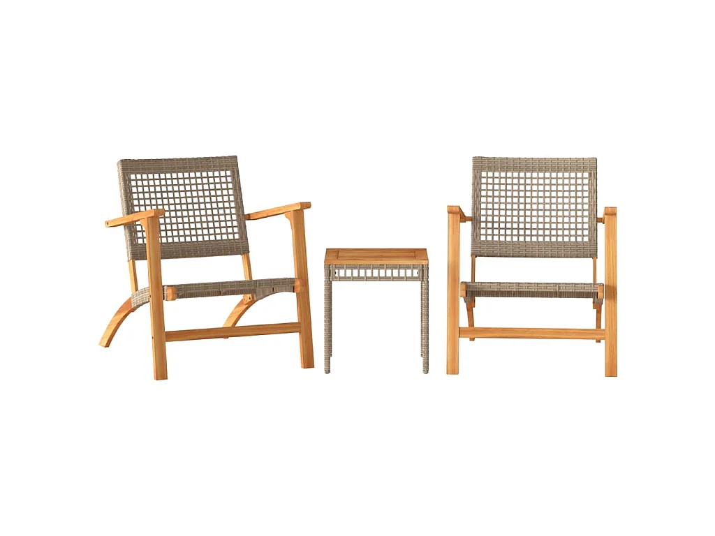 Ensemble de bistro 3 pcs beige résine tressée et bois d'acacia