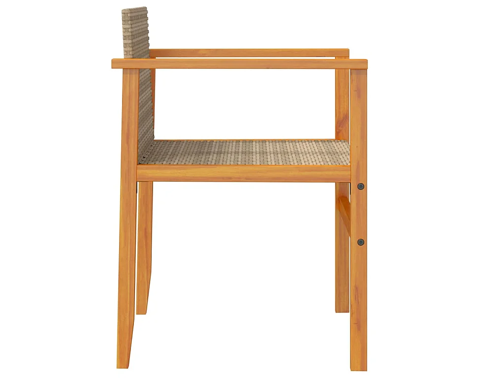 Tuinstoelen 2 st met kussens poly rattan en massief hout beige