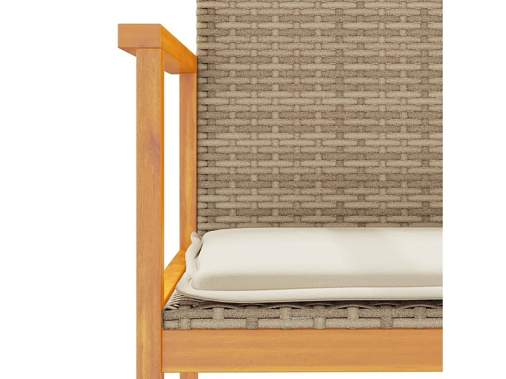 Tuinstoelen 2 st met kussens poly rattan en massief hout beige