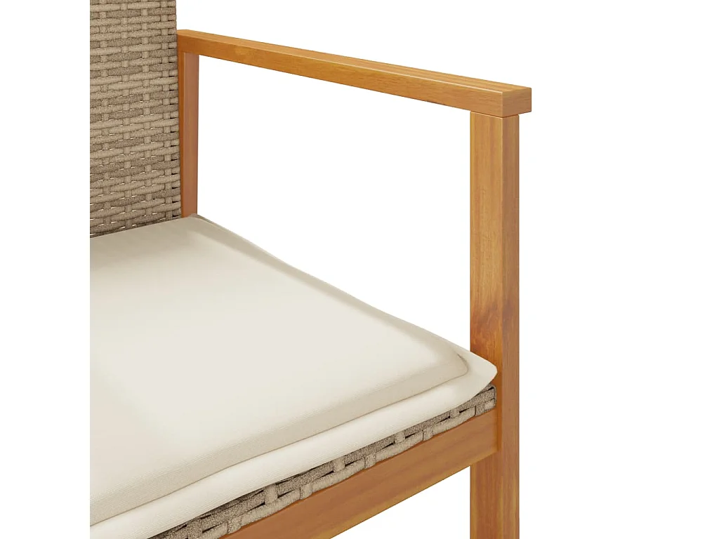 Tuinstoelen 2 st met kussens poly rattan en massief hout beige
