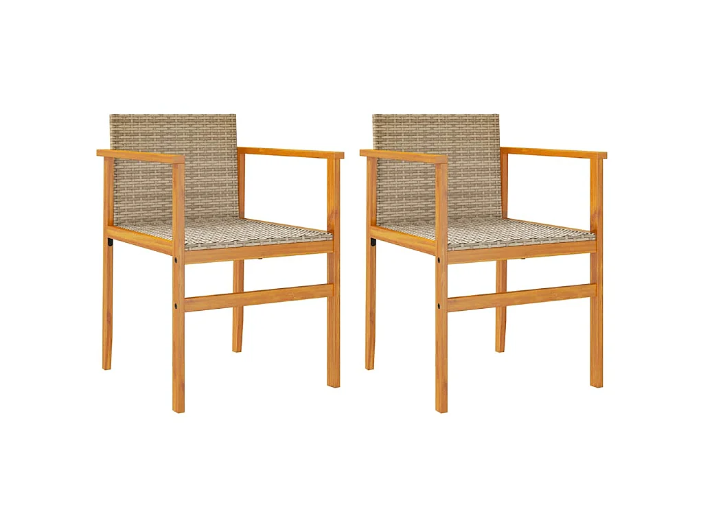 Chaises de jardin coussins lot de 2 beige résine tressée bois