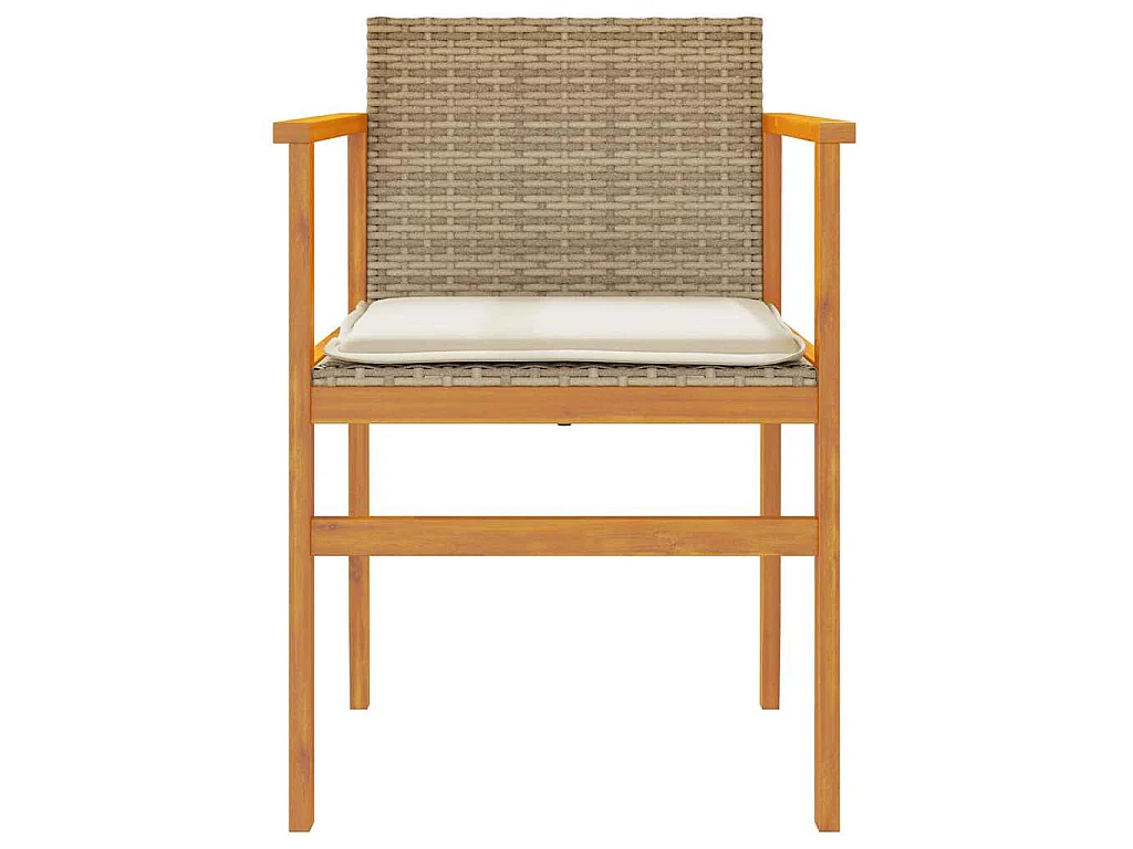 Chaises de jardin coussins lot de 2 beige résine tressée bois
