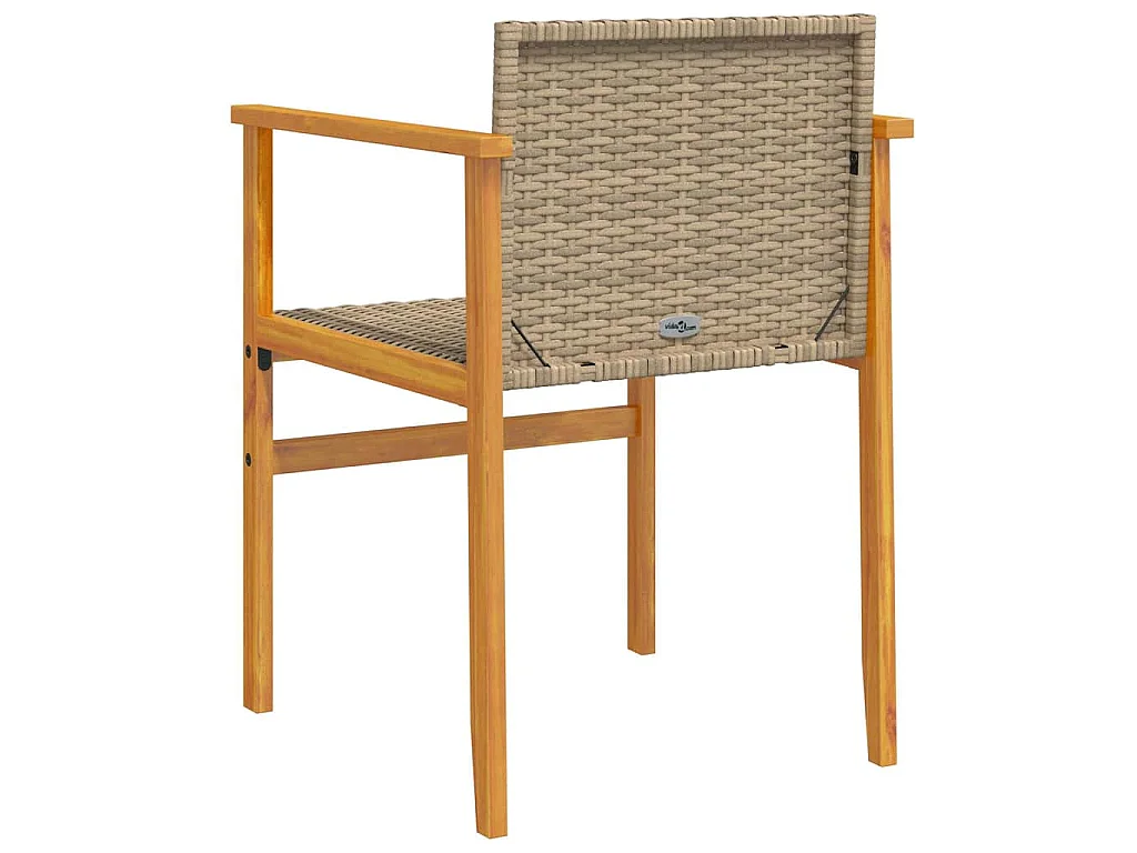 Chaises de jardin coussins lot de 2 beige résine tressée bois