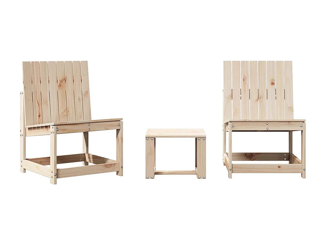 Set Salotto da Giardino 3 pz in Legno Massello di Pino