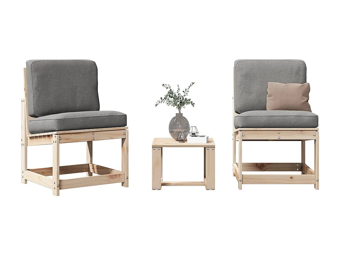 Set Salotto da Giardino 3 pz in Legno Massello di Pino