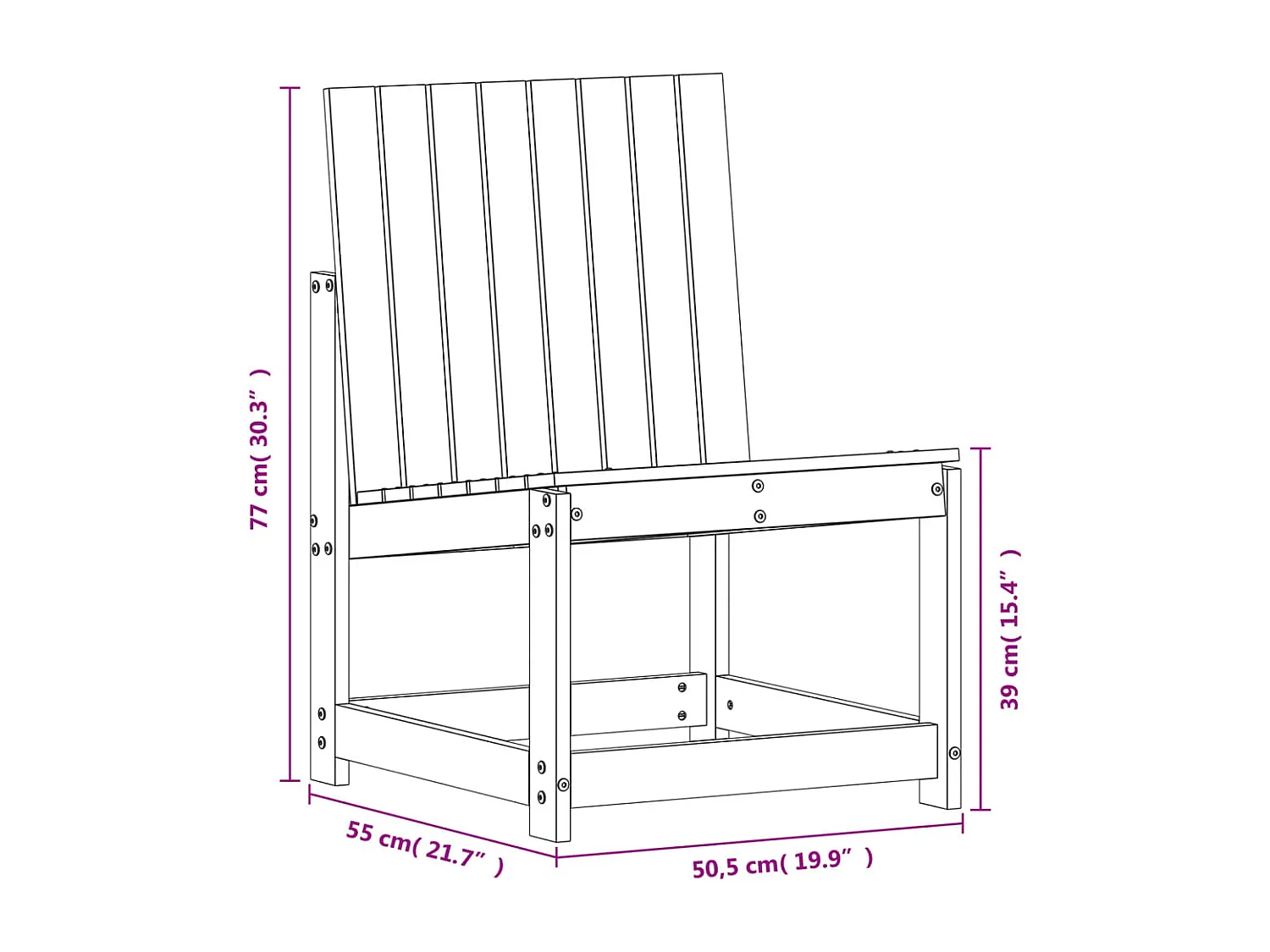 Set Salotto da Giardino 3 pz in Legno Massello di Pino