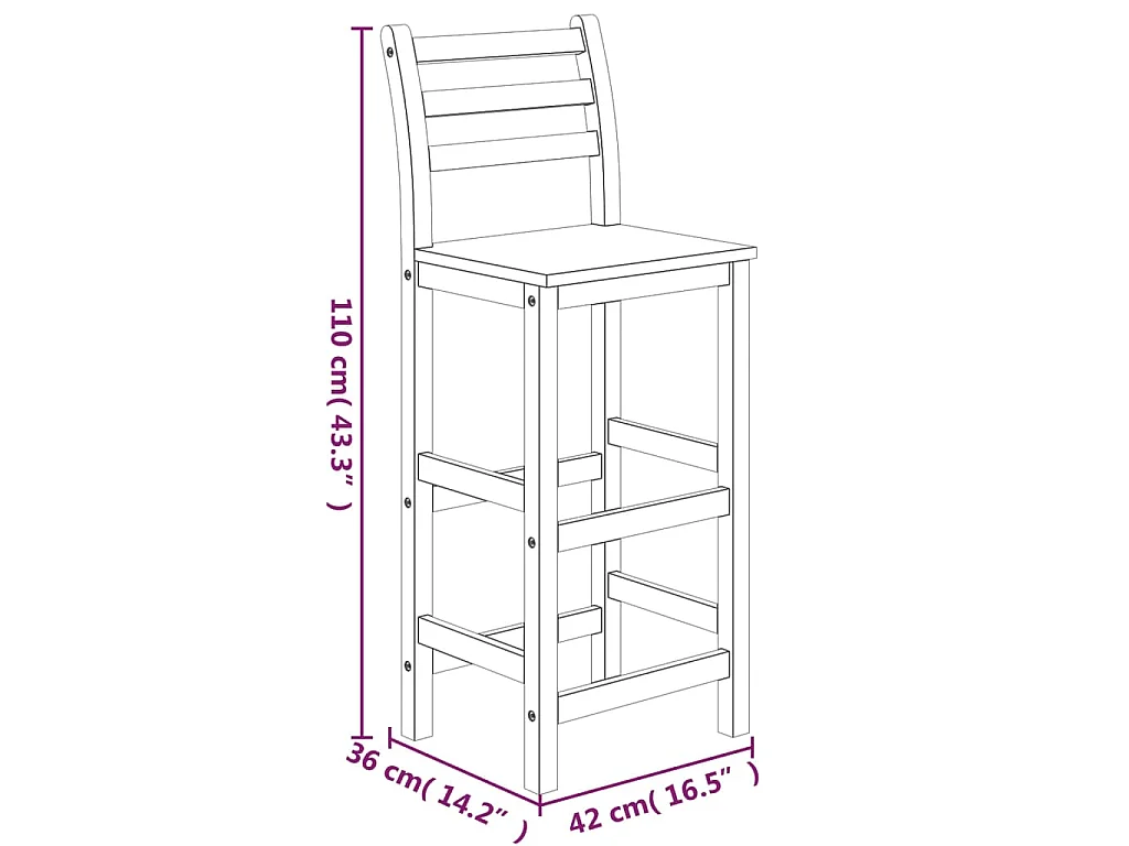 7-tlg. Gartenbar-Set Massivholz Akazie