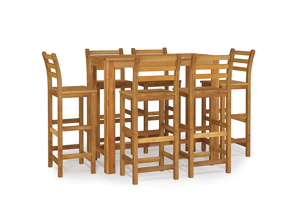 Set da Bar da Giardino 7 pz in Legno Massello di Acacia