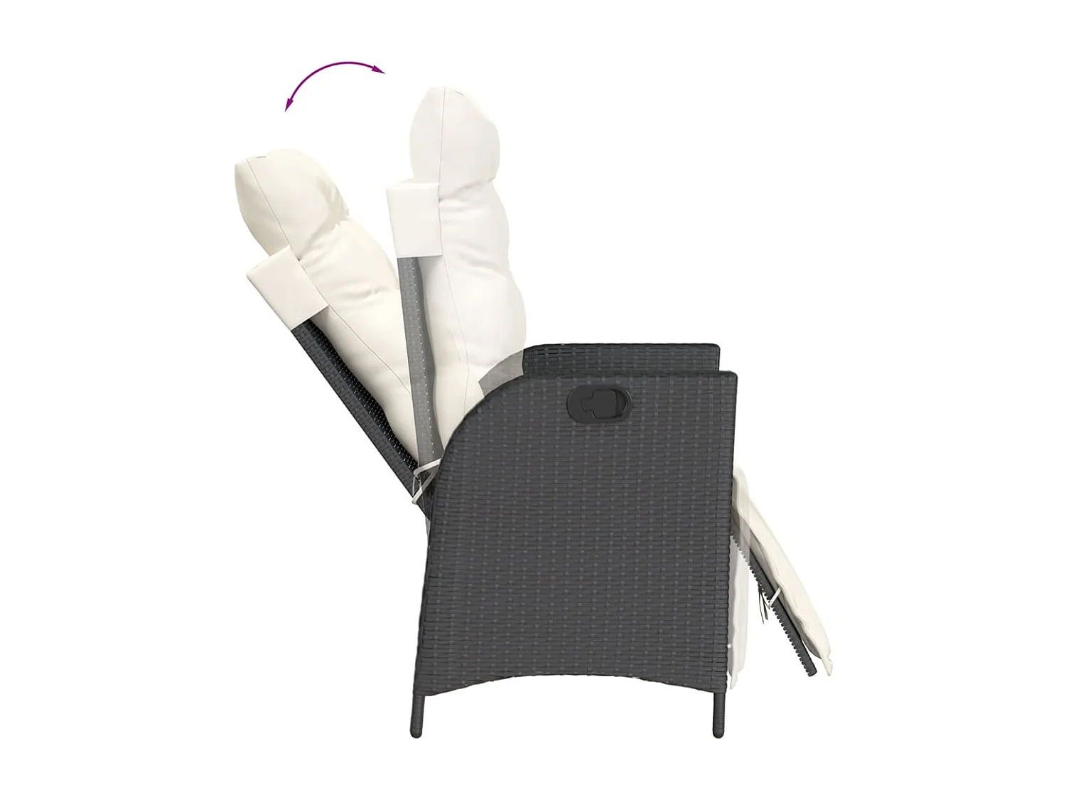 3 pcs conjunto de jantar p/ jardim c/ almofadões vime PE preto