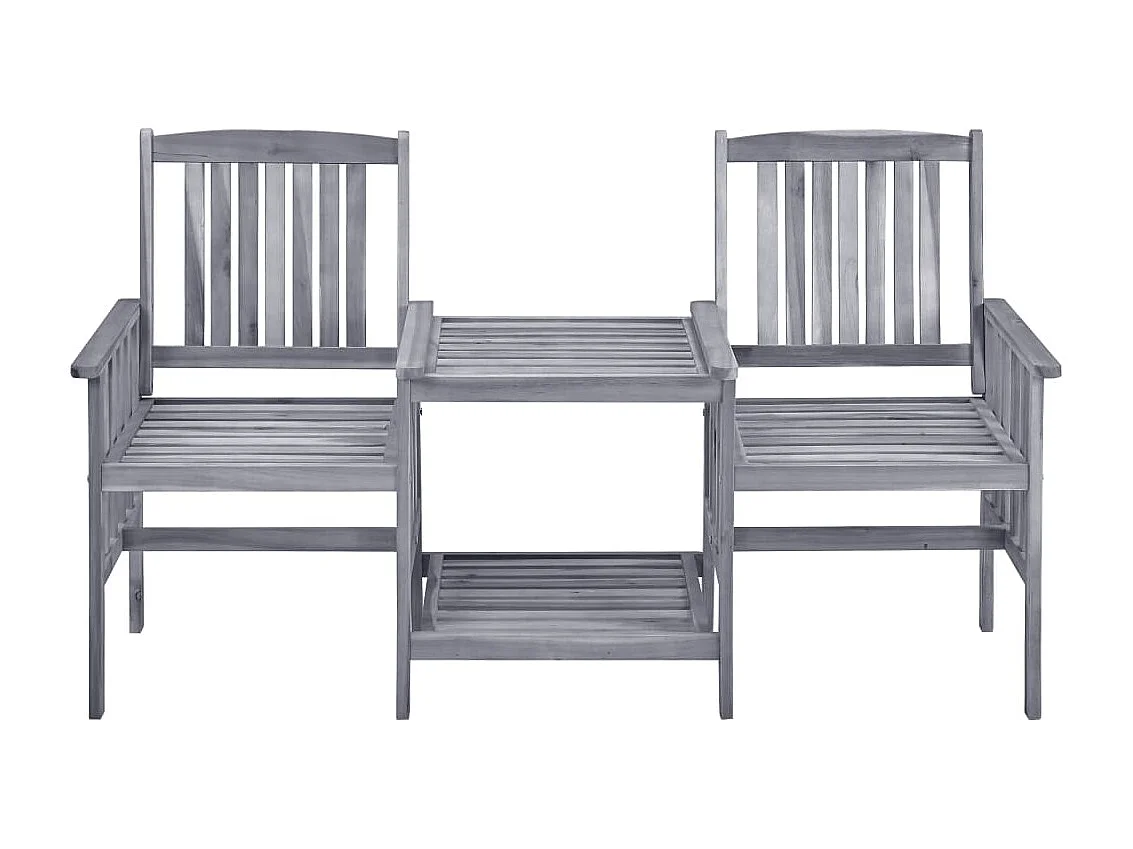 Chaises de jardin avec table à thé et coussins Acacia solide