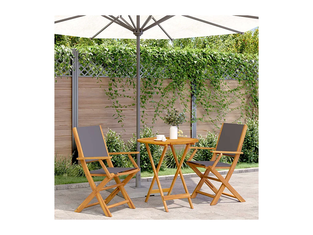 Ensemble de bistro 3 pcs anthracite tissu et bois massif