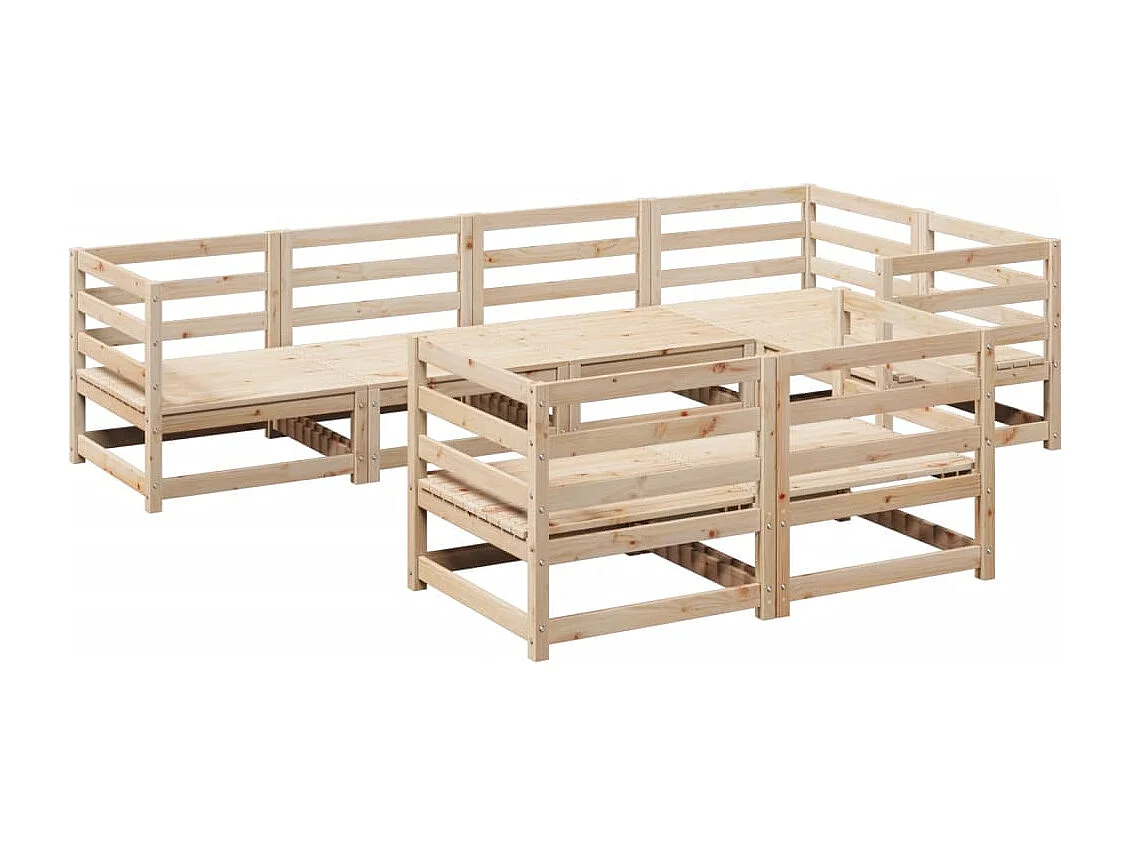 7-tlg. Garten-Sofagarnitur Massivholz Kiefer