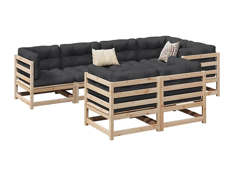 7-tlg. Garten-Sofagarnitur Massivholz Kiefer