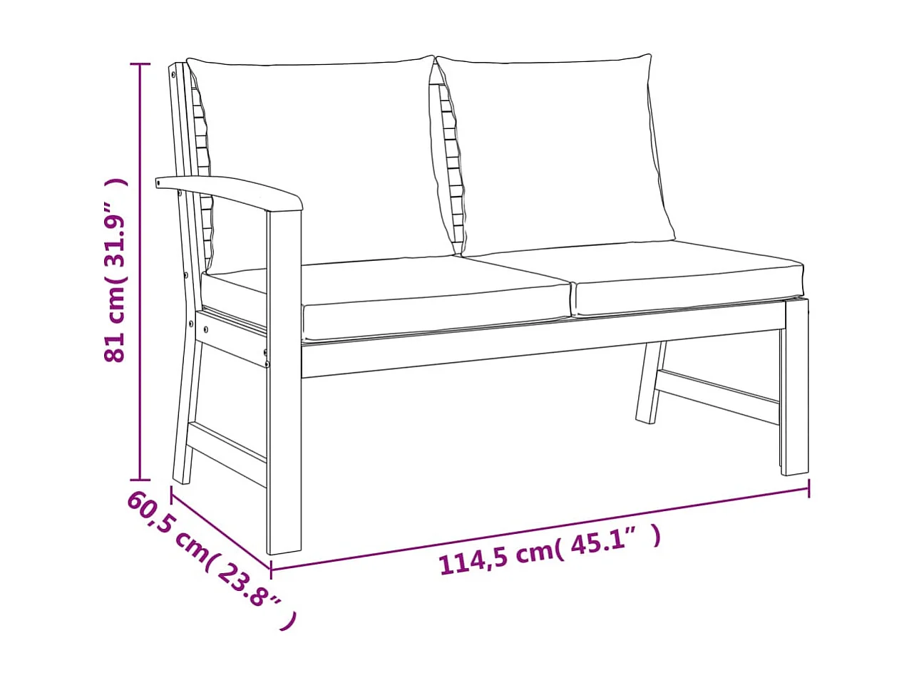 7 pcs conjunto de jantar p/ jardim c/ almofadões acácia maciça