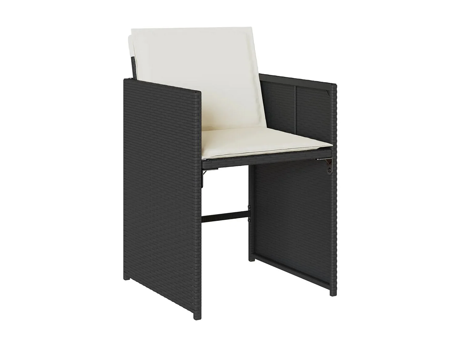 Set da Pranzo da Giardino 17 pz con Cuscini Nero in Polyrattan
