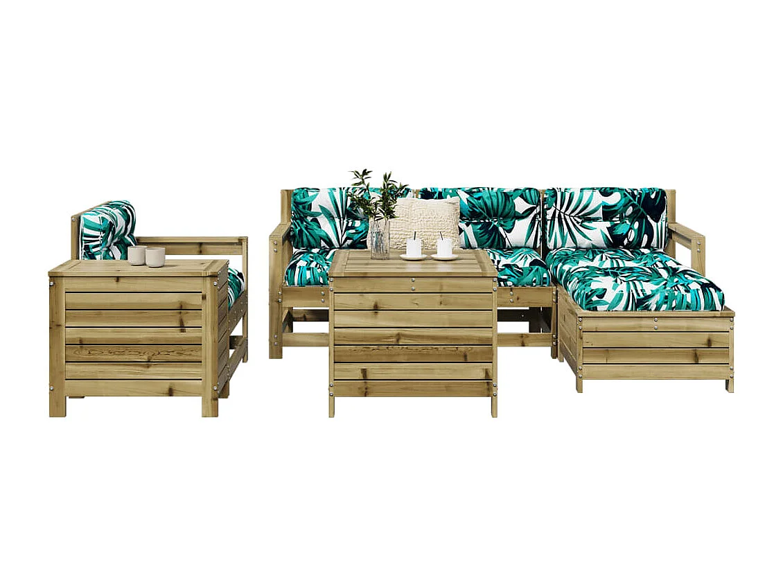 Salon de jardin 7 pcs bois de pin imprégné