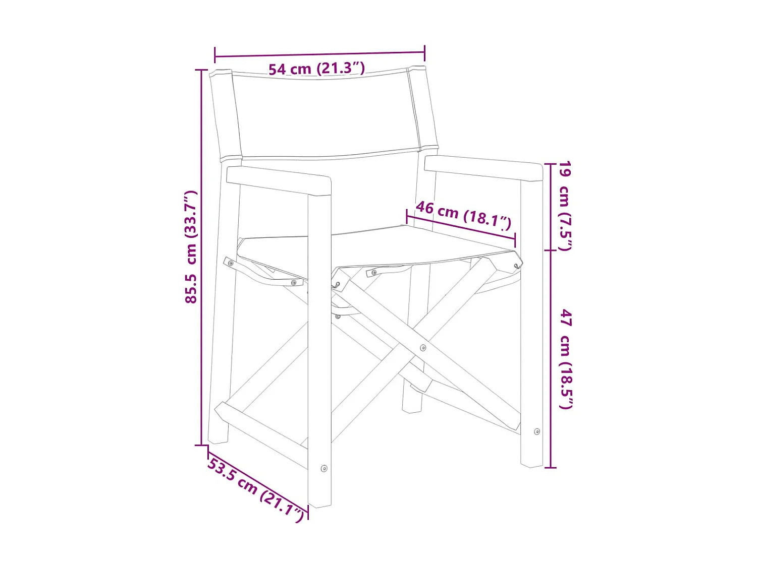Regisseursstoelen 2 st inklapbaar stof crèmewit