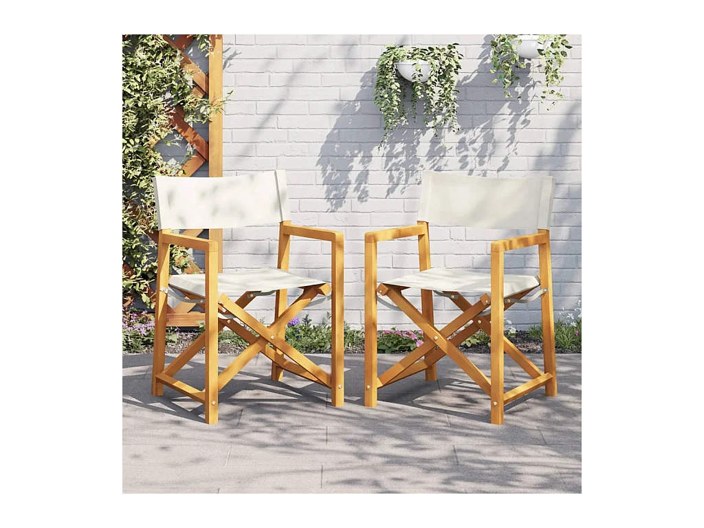 Chaises de réalisateur pliables lot de 2 blanc crème tissu
