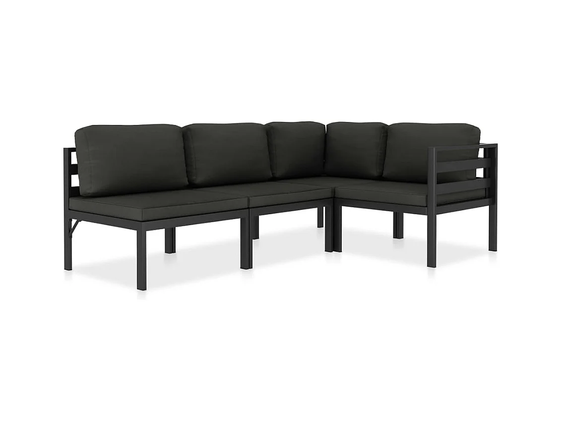 Salon de jardin 4 pcs avec coussins Aluminium Anthracite