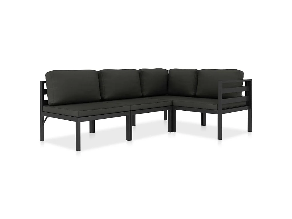 4 pcs conjunto lounge jardim com almofadões alumínio antracite