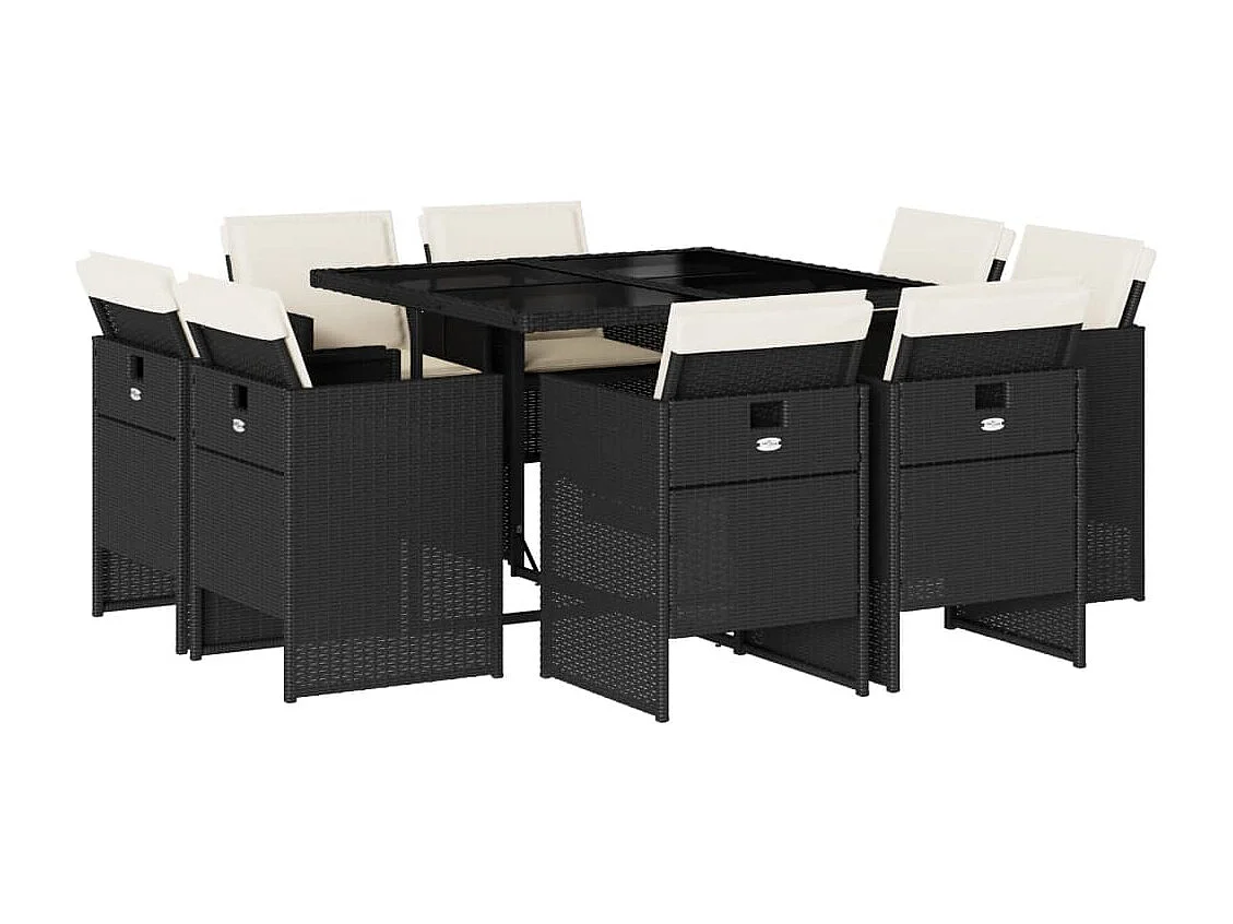 9-delige Tuinset poly rattan zwart