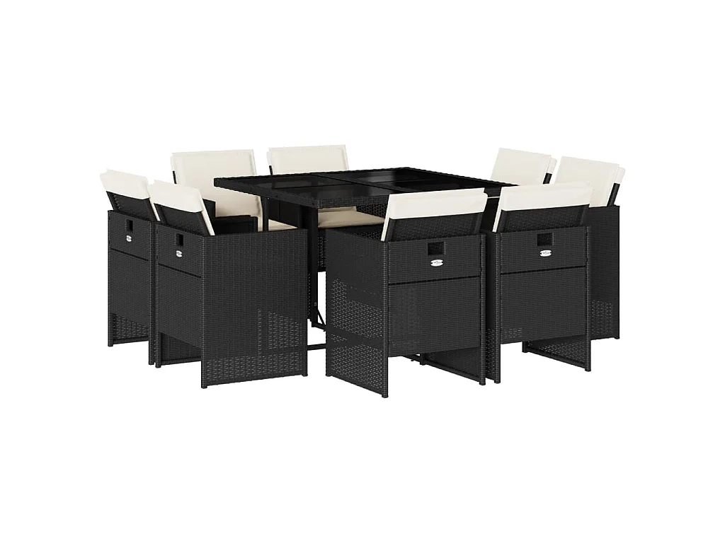 9-delige Tuinset poly rattan zwart