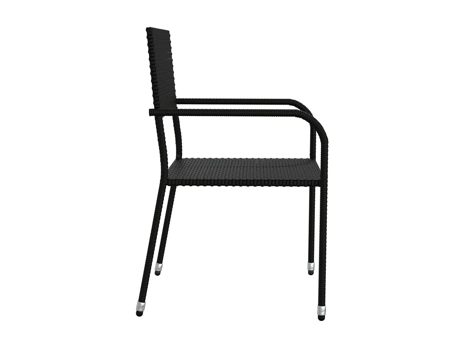 9-delige Tuinset poly rattan en staal zwart