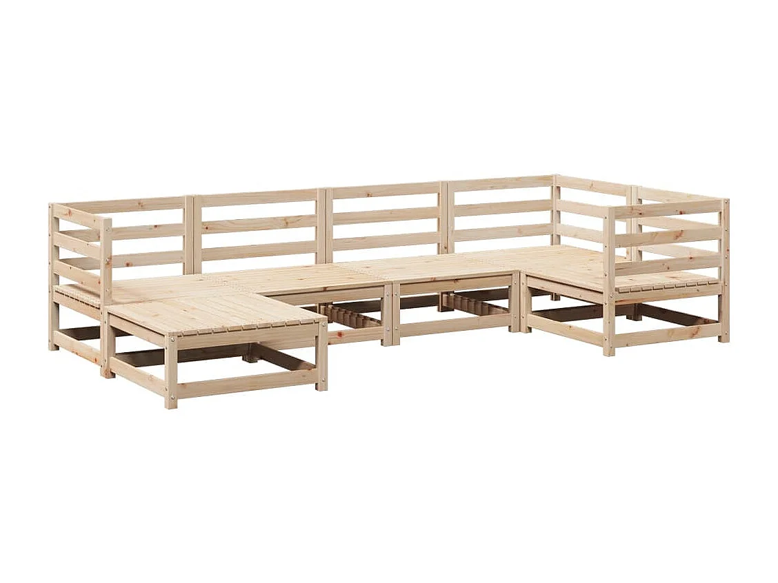 Salon de jardin 6 pcs bois de pin massif