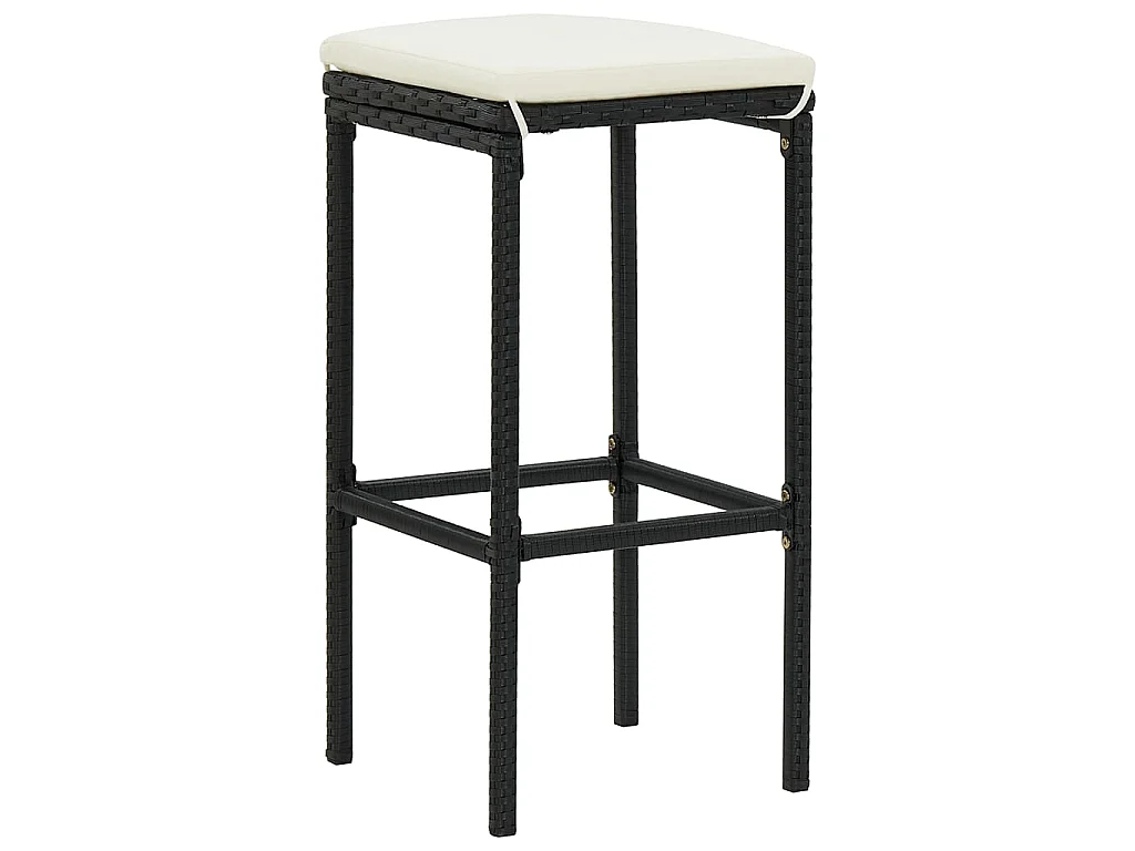 7-tlg. Gartenbar-Set Schwarz Massivholz Akazie und Poly Rattan