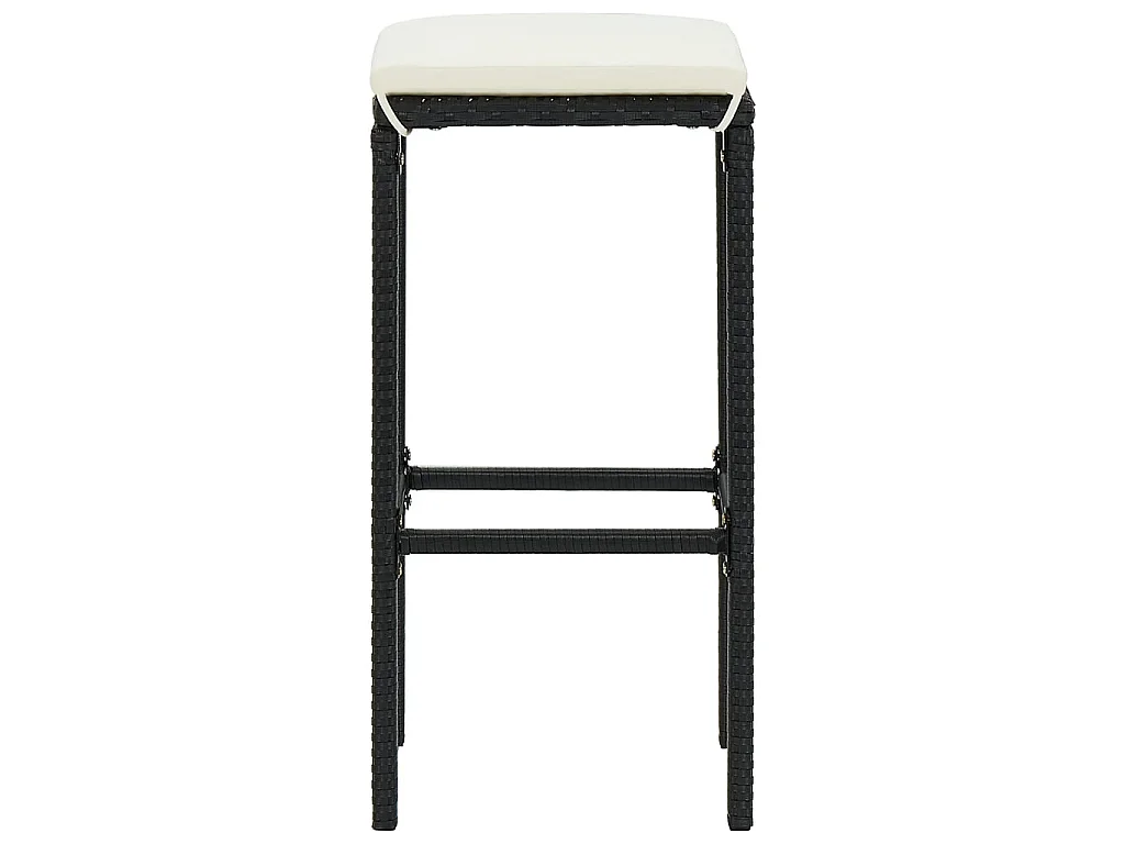 7-tlg. Gartenbar-Set Schwarz Massivholz Akazie und Poly Rattan