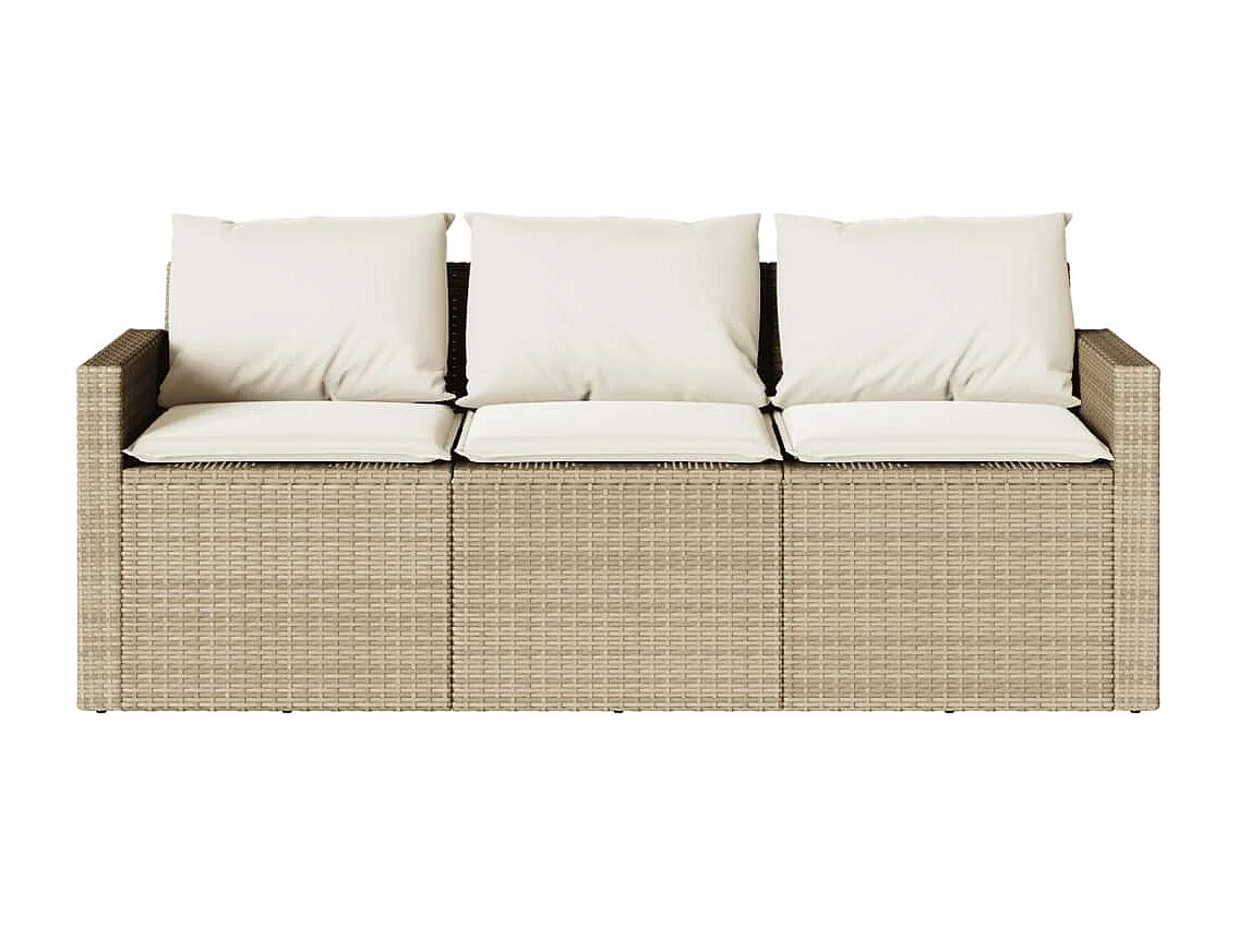 Set da Pranzo da Giardino 2 pz con Cuscini Beige in Polyrattan