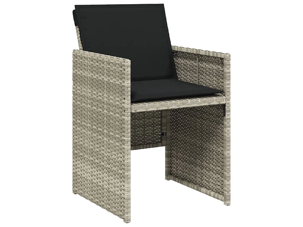 Ensemble à manger de jardin et coussins 9 pcs gris clair rotin